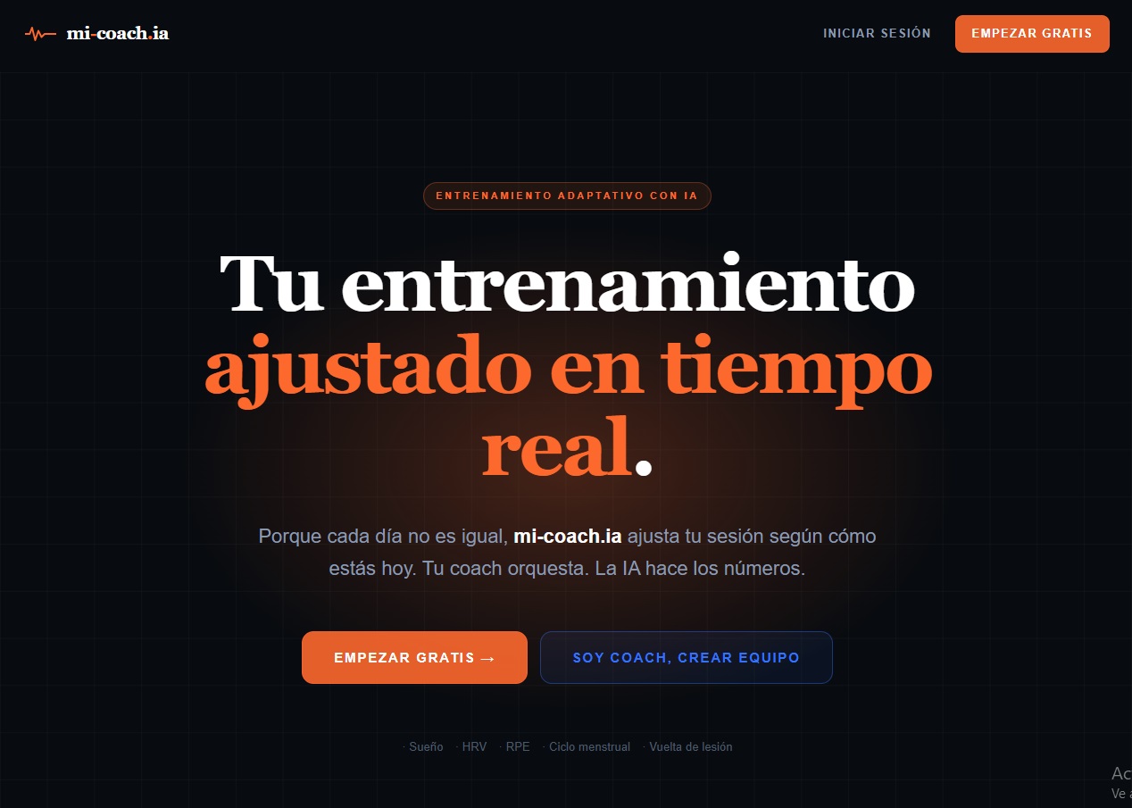 mi-coach.ia, plataforma de entrenamiento adaptativo